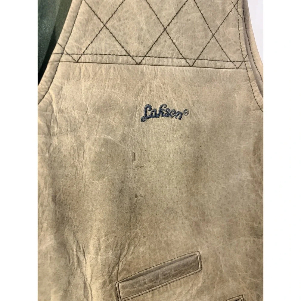 Vintage Laksen of Scandinavia Leather Hunting Shooting Vest Men's M Brown